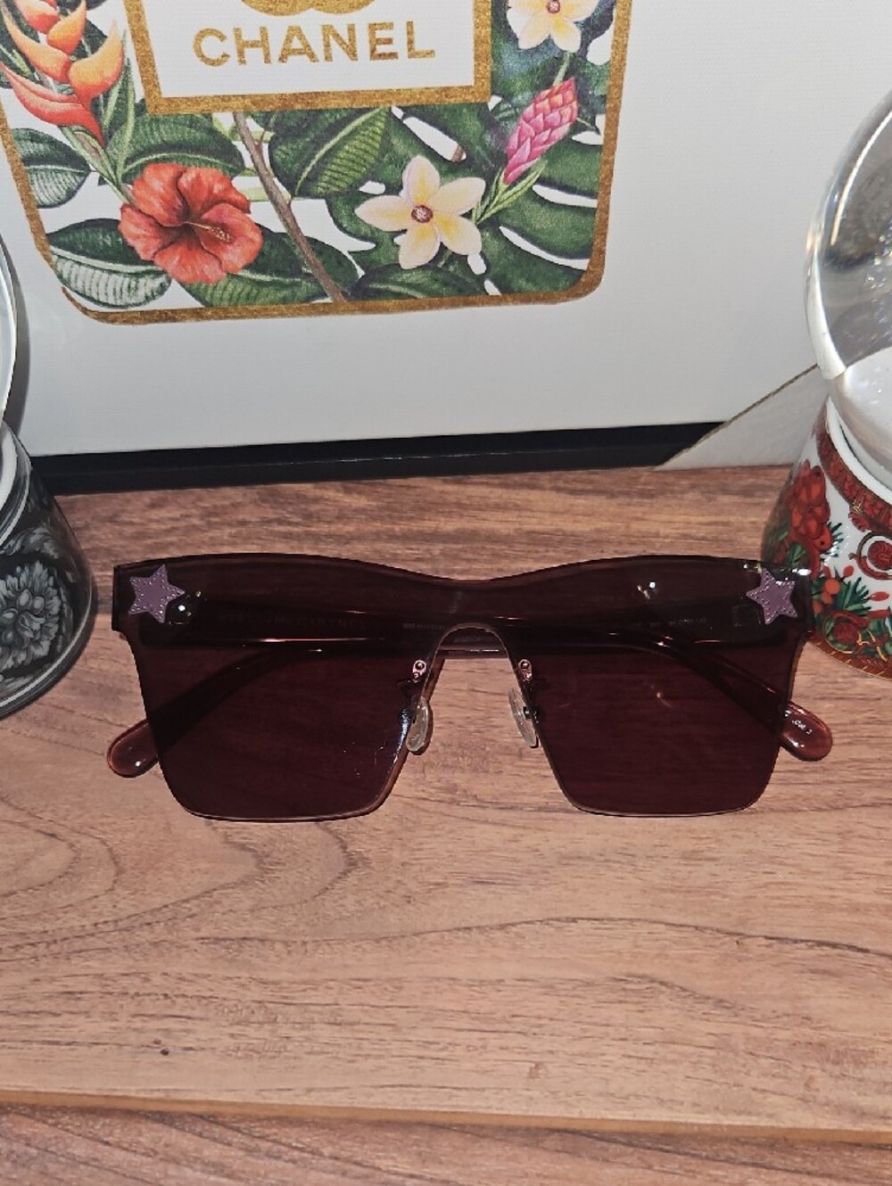 Stella McCartney Oversized Shield Sunglasses in Dark Burgundy - Picture 2 of 12